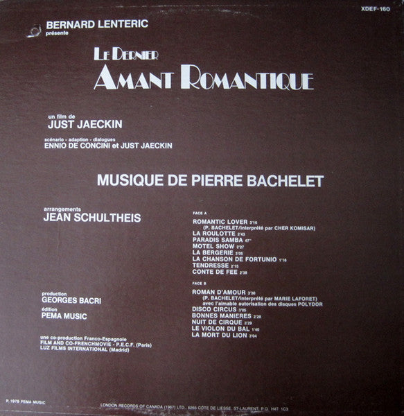 Pierre Bachelet / Le Dernier Amant Romantique o.s.t.) - LP Used