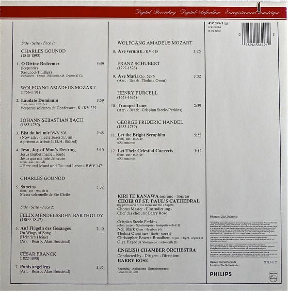 Kiri Te Kanawa, Choir Of St. Paul's Cathedral / Ave Maria - LP USED