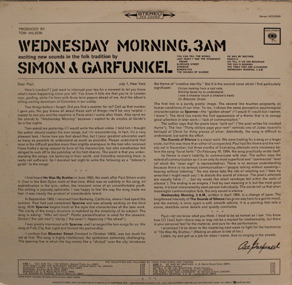 Simon & Garfunkel / Wednesday Morning, 3 A.M. - LP USED