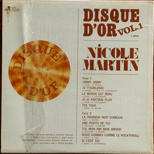 Nicole Martin / Disque d'or Vol. 1 - LP USED