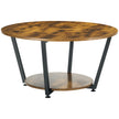 Matt Round Coffee Table with Storage Shelf-Rustic Brown
