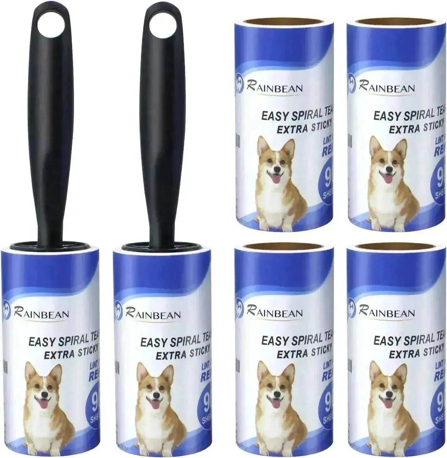 RAINBEAN Pet Hair Lint Roller, 540 Sheets, 6 Refills, 2 Handles