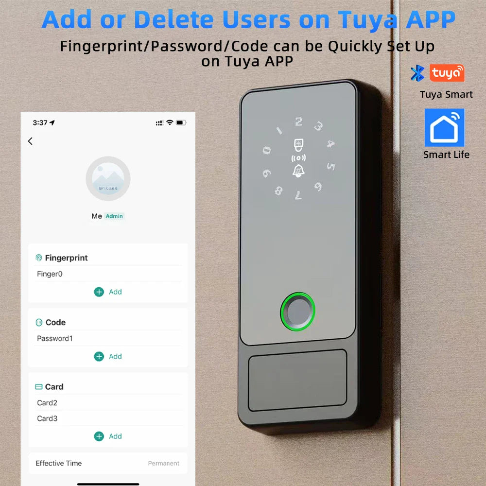 RAYKUBE G18 Tuya Smart Door Lock APP/Fingerprint/IC Card/Password Unlock
