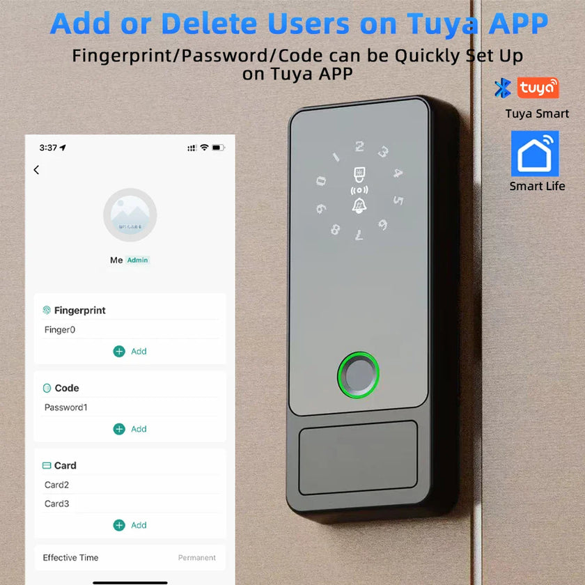 RAYKUBE G18 Tuya Smart Door Lock APP/Fingerprint/IC Card/Password Unlock