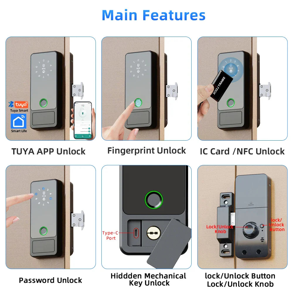 RAYKUBE G18 Tuya Smart Door Lock APP/Fingerprint/IC Card/Password Unlock