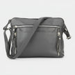 Leather Crossbody Slim Bag with Zippered Pockets & Adjustable Strap