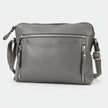 Leather Crossbody Slim Bag with Zippered Pockets & Adjustable Strap