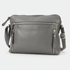 Leather Crossbody Slim Bag with Zippered Pockets & Adjustable Strap