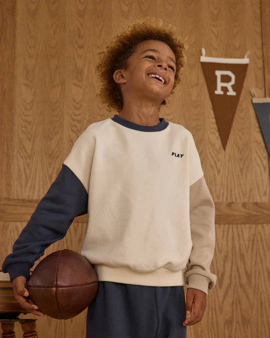 Relaxed Sweatshirt | Navy Color Block | Rylee & Cru