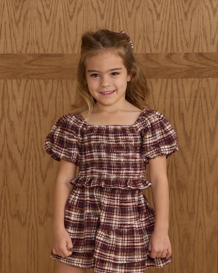 Trixie Top with matching Brooklynn pant| Burgundy Plaid | Rylee & Cru
