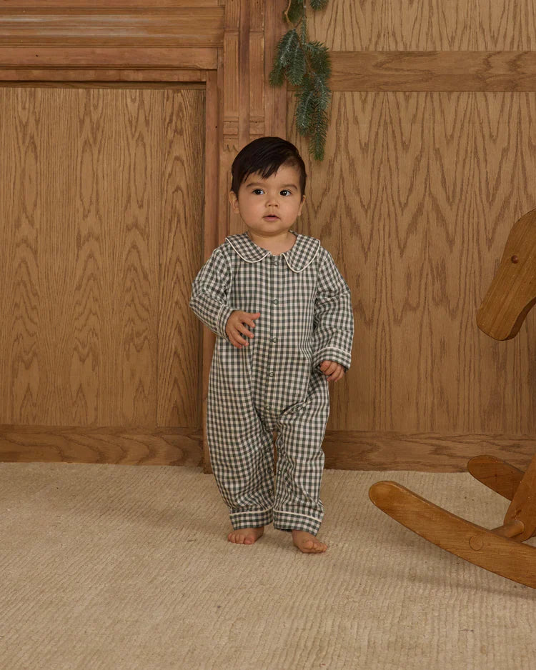 Baby Pajama Romper | Evergreen  Gingham | Rylee & Cru