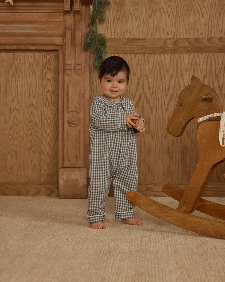 Baby Pajama Romper | Evergreen  Gingham | Rylee & Cru