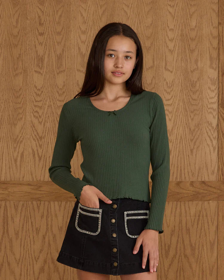 Teen Ribbed Long Sleeve | Green | Rylee & Cru