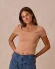 Ladies Pointelle Tee | Grapefruit | Rylee & Cru