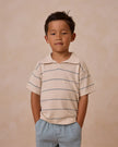 Chandler Knit Polo Top | Blue Stripe | Rylee & Cru