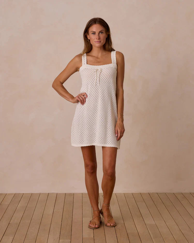 Ladies Crochet Mini Dress | Ivory | Rylee & Cru