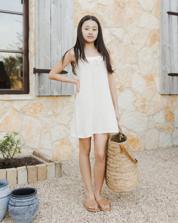Teen Crochet Tank Mini Dress | Ivory | Rylee & Cru