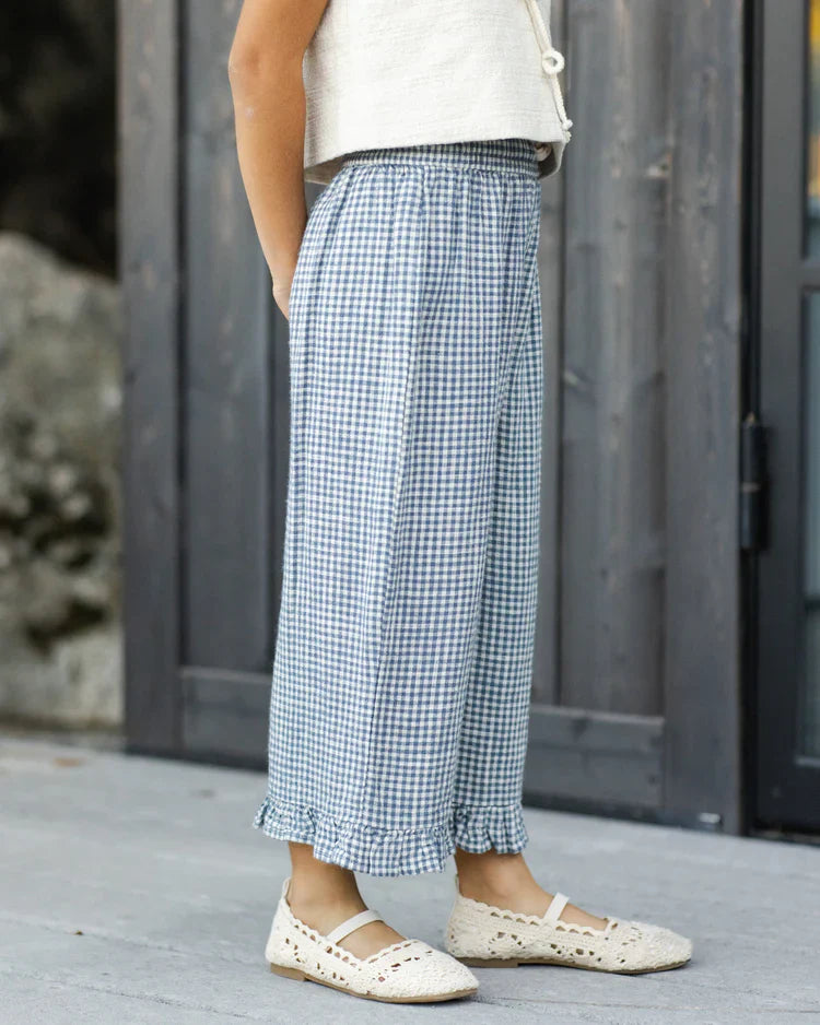 Wide Leg Pant | Marine Gingham | Rylee & Cru