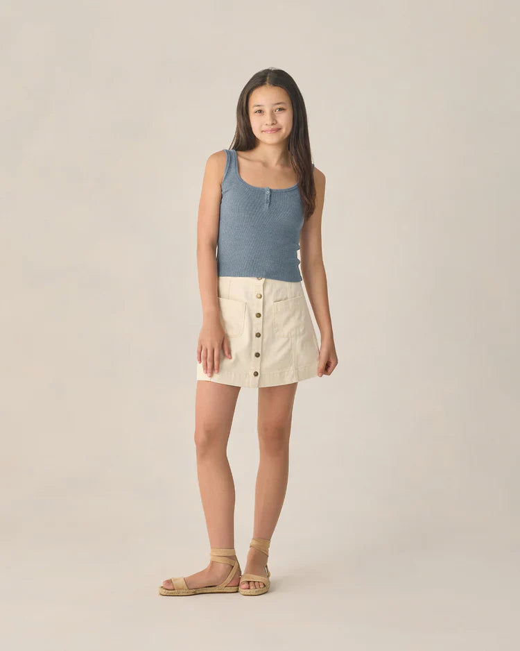 Teen Ribbed Tank | Heathered Marine | Rylee & Cru