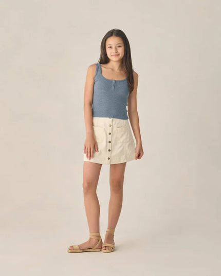 Teen Ribbed Tank | Heathered Marine | Rylee & Cru
