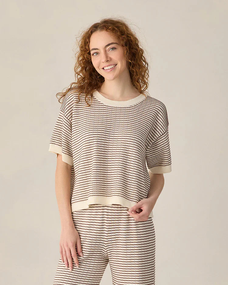 Ladies Knit Set | Chocolate Stripe | Rylee & Cru