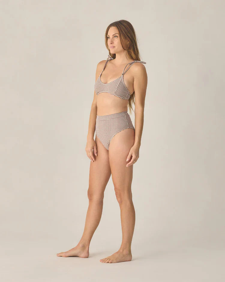 Ladies Banded High Cut Bikini | Chocolate Houndstooth | Rylee & Cru