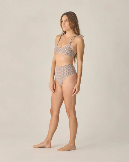 Ladies Banded High Cut Bikini | Chocolate Houndstooth | Rylee & Cru