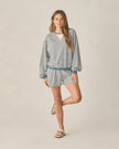 Ladies Oversized Crew + Short Set | Marine Stripe | Rylee & Cru