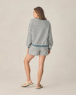 Ladies Oversized Crew + Short Set | Marine Stripe | Rylee & Cru