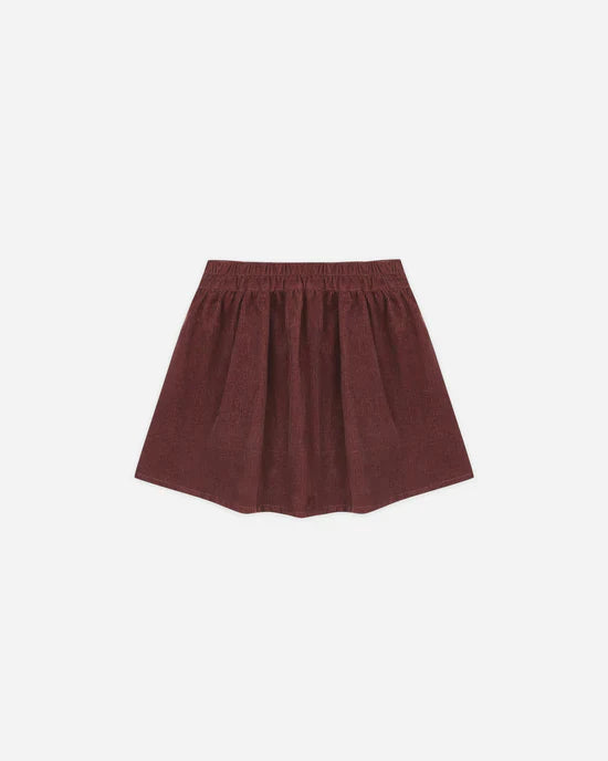 Button Front Mini Skirt | Burgundy | Rylee & Cru