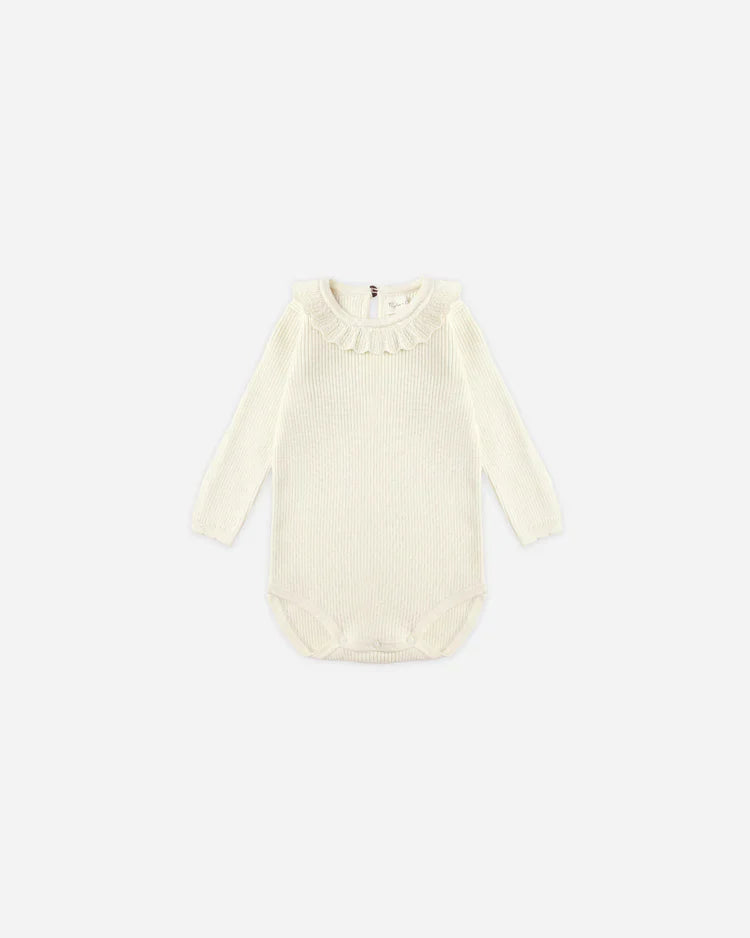 Ruffle Collar Bodysuit | Natural | Quincy Mae