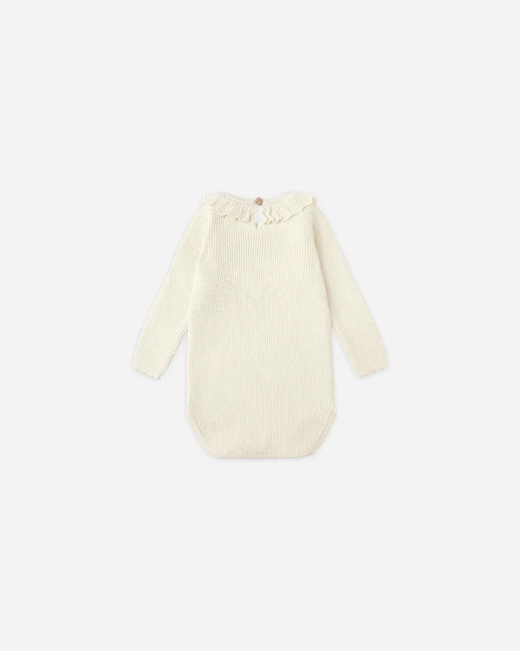 Ruffle Collar Bodysuit | Natural | Quincy Mae