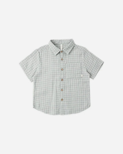Collared Short Sleeve Shirt | Green Gingham | Rylee & Cru