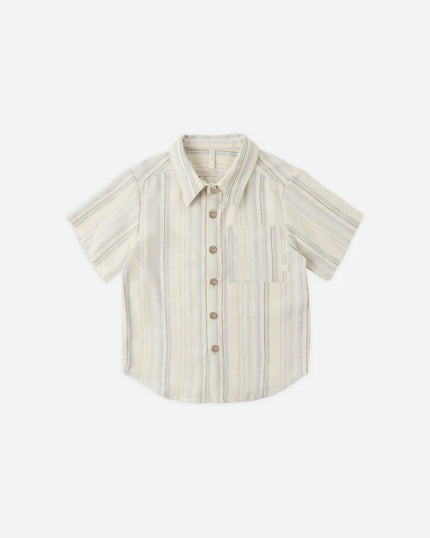 Collared Short Sleeve Shirt | Sea Stripe | Rylee & Cru