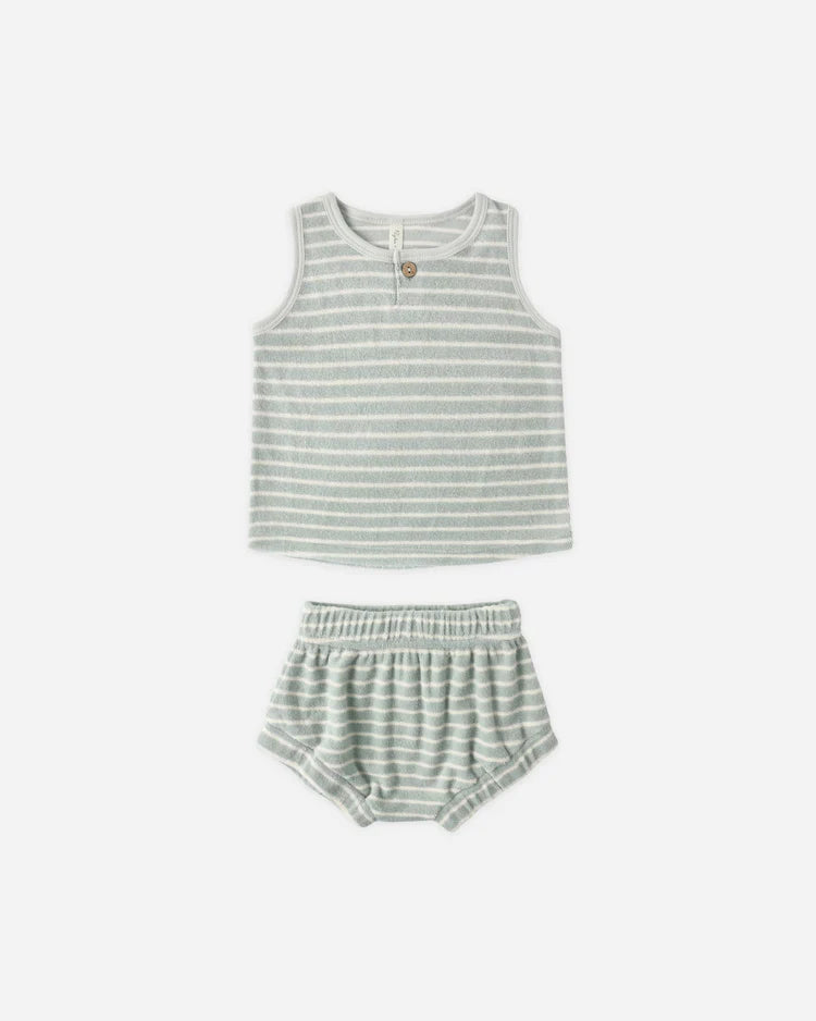 Baby Tank Set | Seafoam Terry Stripe | Rylee & Cru