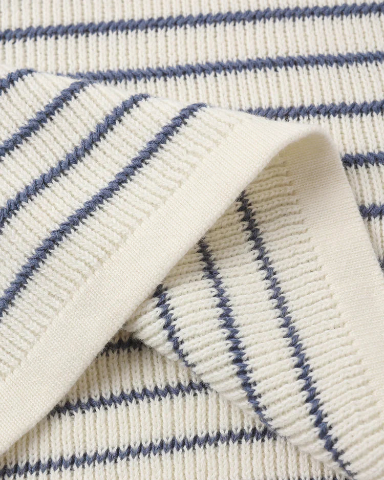 Chandler Knit Polo | Marine Stripe | Rylee & Cru