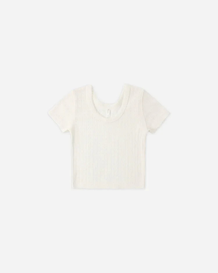 Pointelle Tee | Ivory | Rylee & Cru