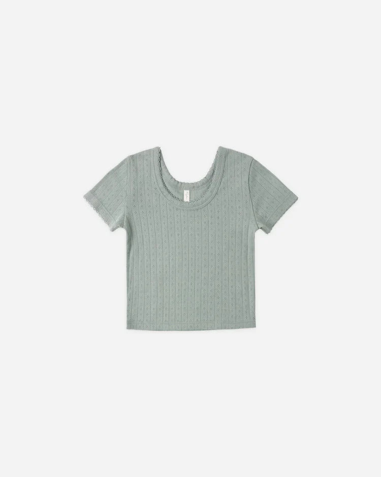 Pointelle Tee | Sea Green | Rylee & Cru