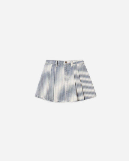Pleated Denim Skirt | Railroad Stripe | Rylee & Cru
