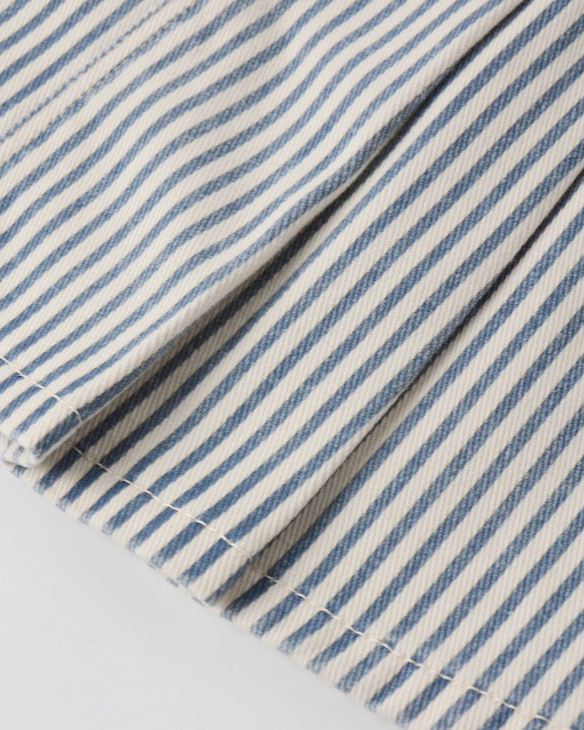 Pleated Denim Skirt | Railroad Stripe | Rylee & Cru