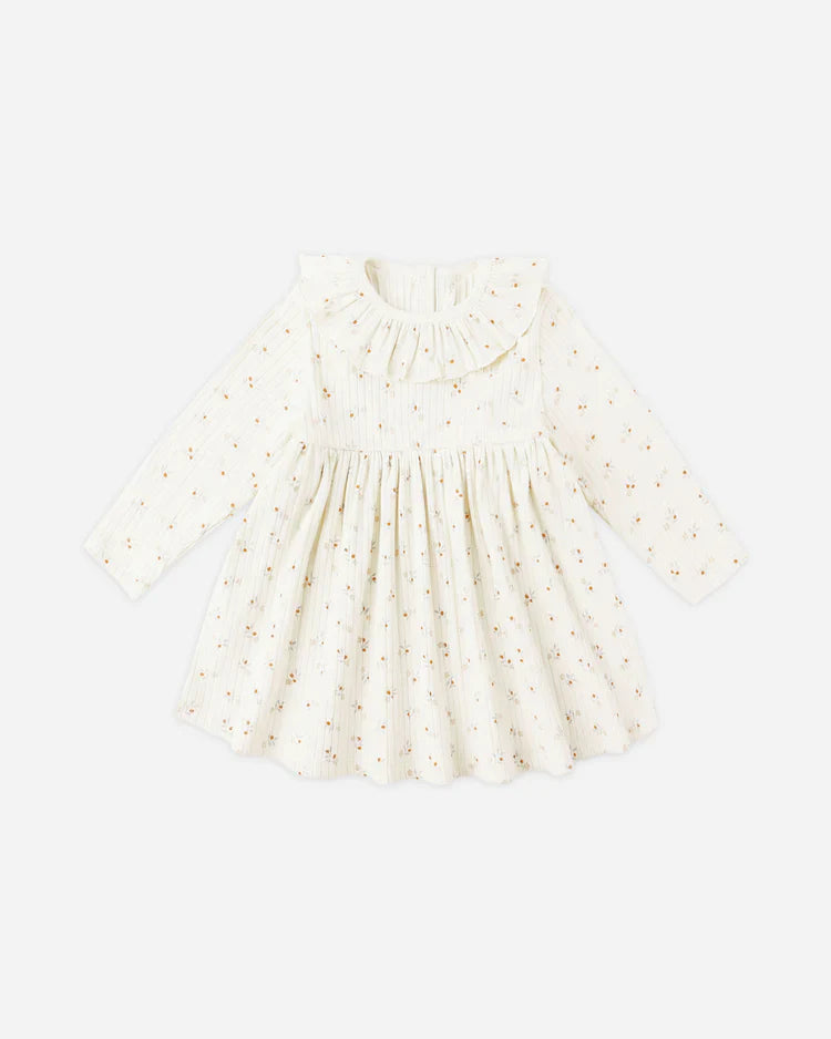 Ruffle Collar Dress | Natural Ditsy | Rylee & Cru