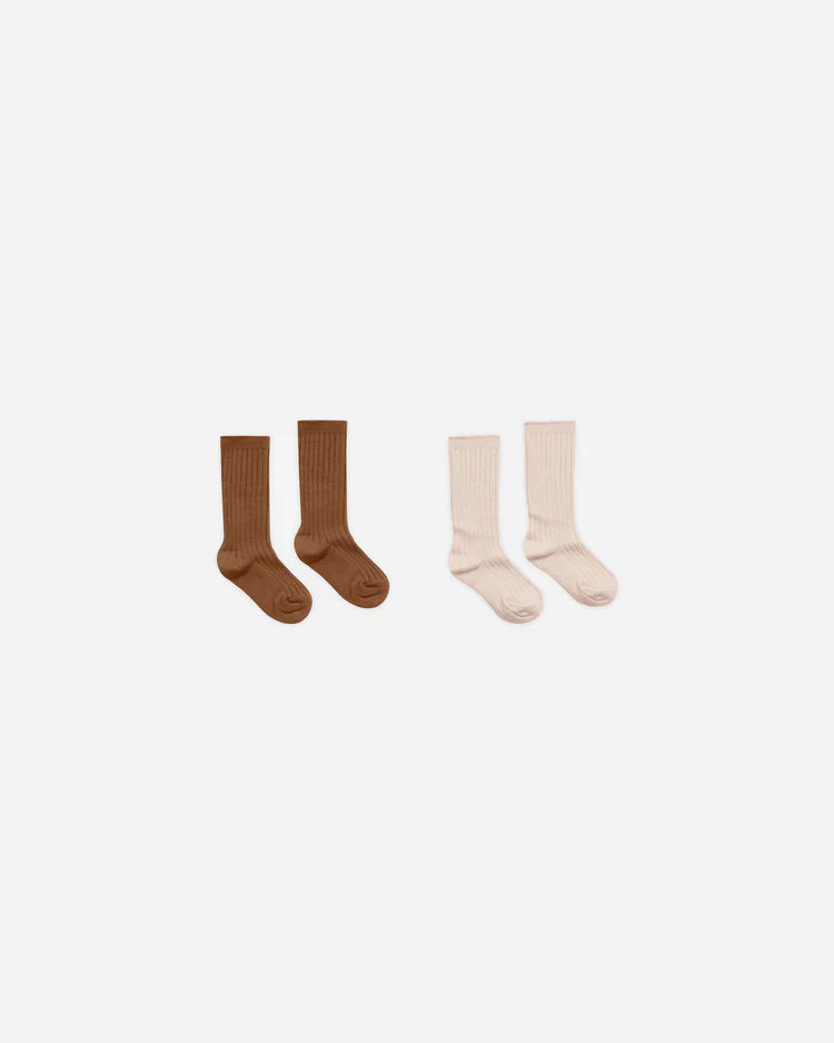 Ribbed Socks | Saddle, Shell | Rylee + Cru