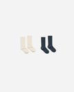 Ribbed Socks | Natural, Navy | Rylee & Cru