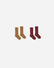 Ribbed Socks | Golden, Burgundy | Rylee & Cru