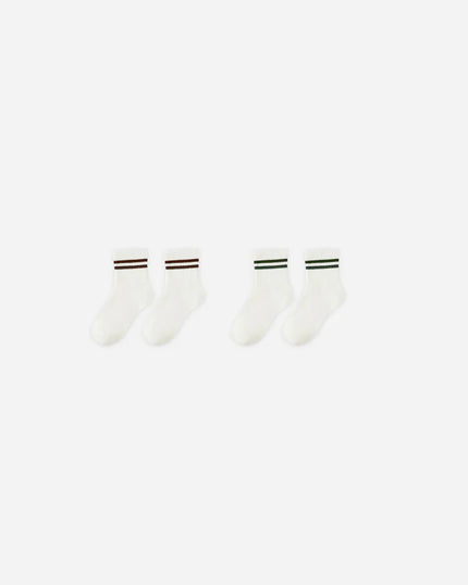 Stripe Socks, Set of 2 | Brown + Green  Stripe | Rylee & Cru