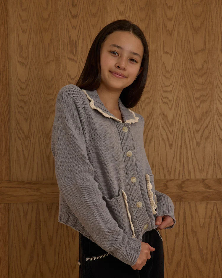Teen Collared Cardigan | Dusty Blue | Rylee & Cru