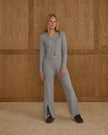 Long Sleeve Knit Button Top | Dusty  Blue | Rylee & Cru
