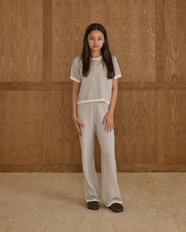 Knit Wide Leg | Dusty Blue Stripe | Rylee & Cru