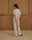 Boxy Crop Knit Tee | Dusty Blue Stripe | Rylee & Cru