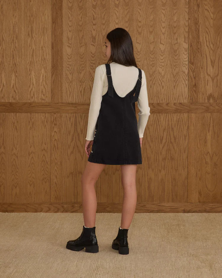 V-neck Overall Dress | Washed Black | Rylee & Cru